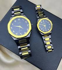 Two-Tone Black & Gold — Couple Watch Set