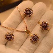 Plum Cluster — Necklace, Ring & Earring Set