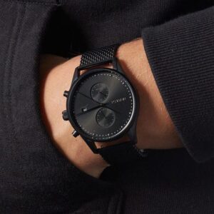 Matte Black Chronograph — Mesh Strap watch for man